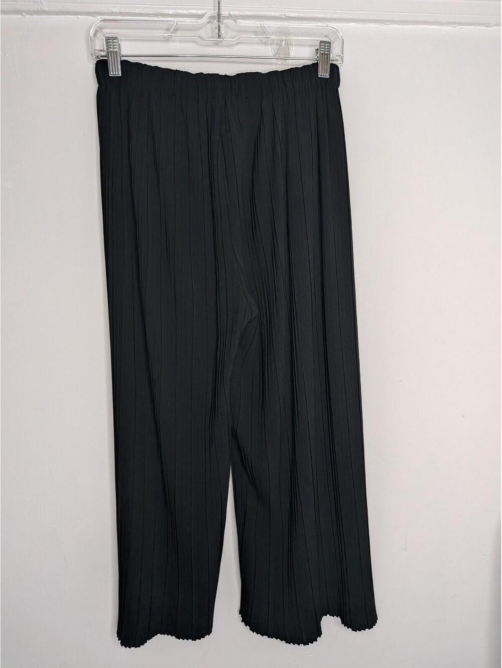 Missguided Pants Womens 4 Black Pleated Wide Leg Crepe Elastic Waist Drawstring - Picture 4 of 5